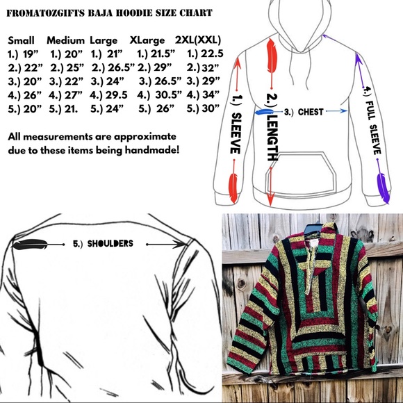 Baja Surfer boho hippie hoodie unisex - Picture 2 of 3